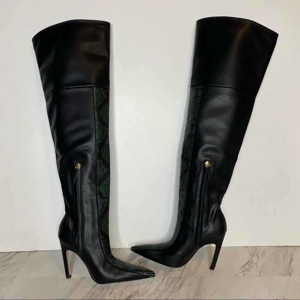 Good American The Koko Snake Embossed Leather Over The Knee Boot 5